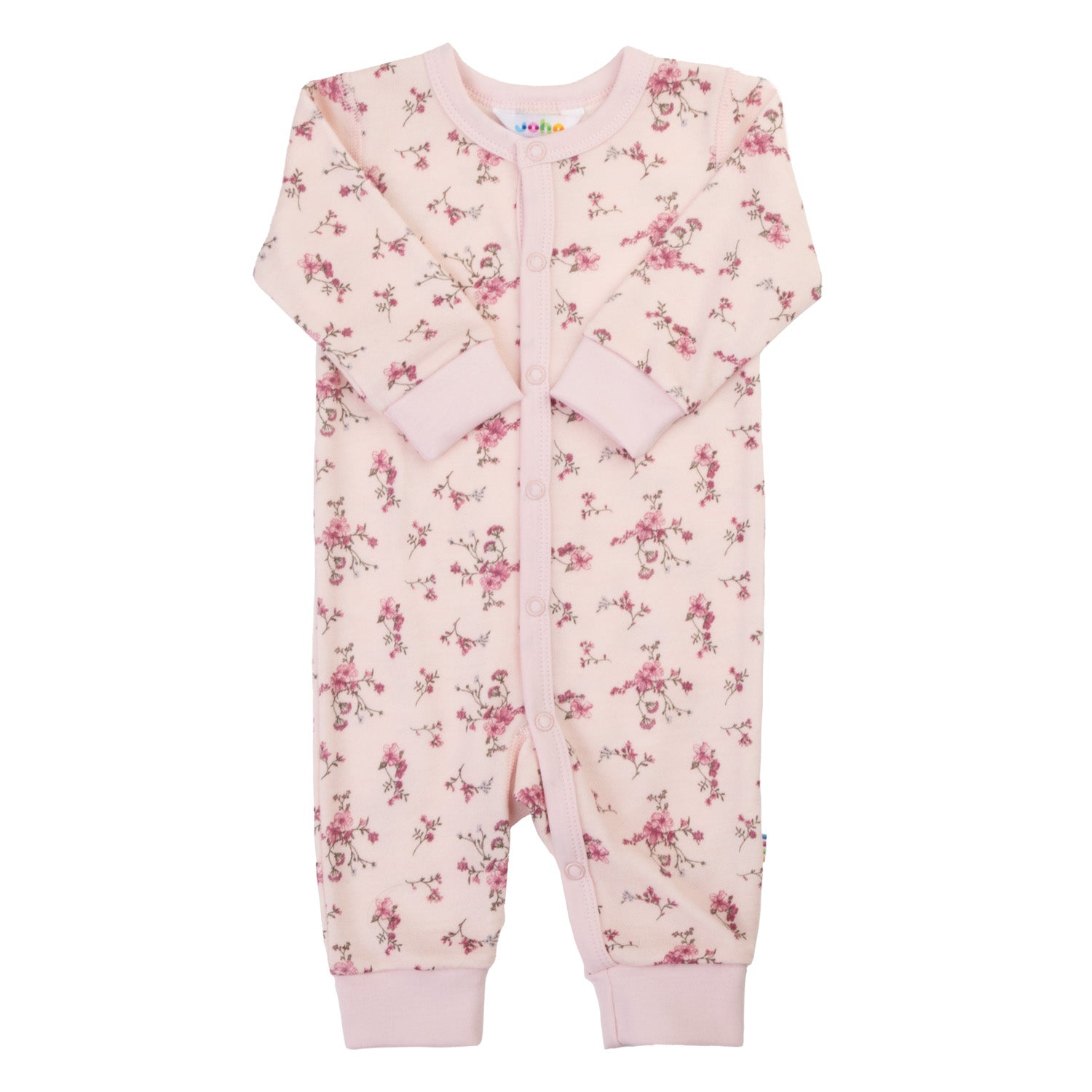 Joha - Heldrakt i ull/bambus «Flora & Cars» Lys rosa