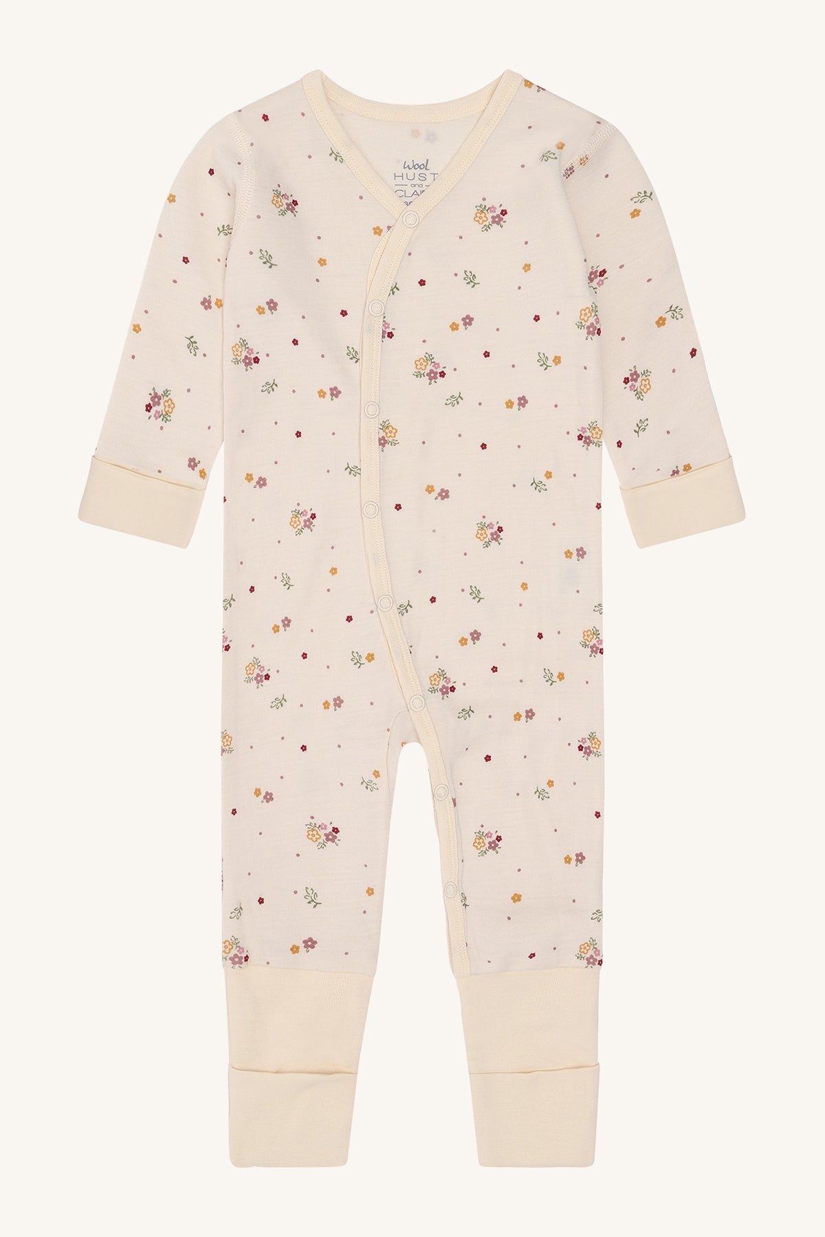 Hust and Claire - Pysjamas i merinoull Mobi Flora Off White