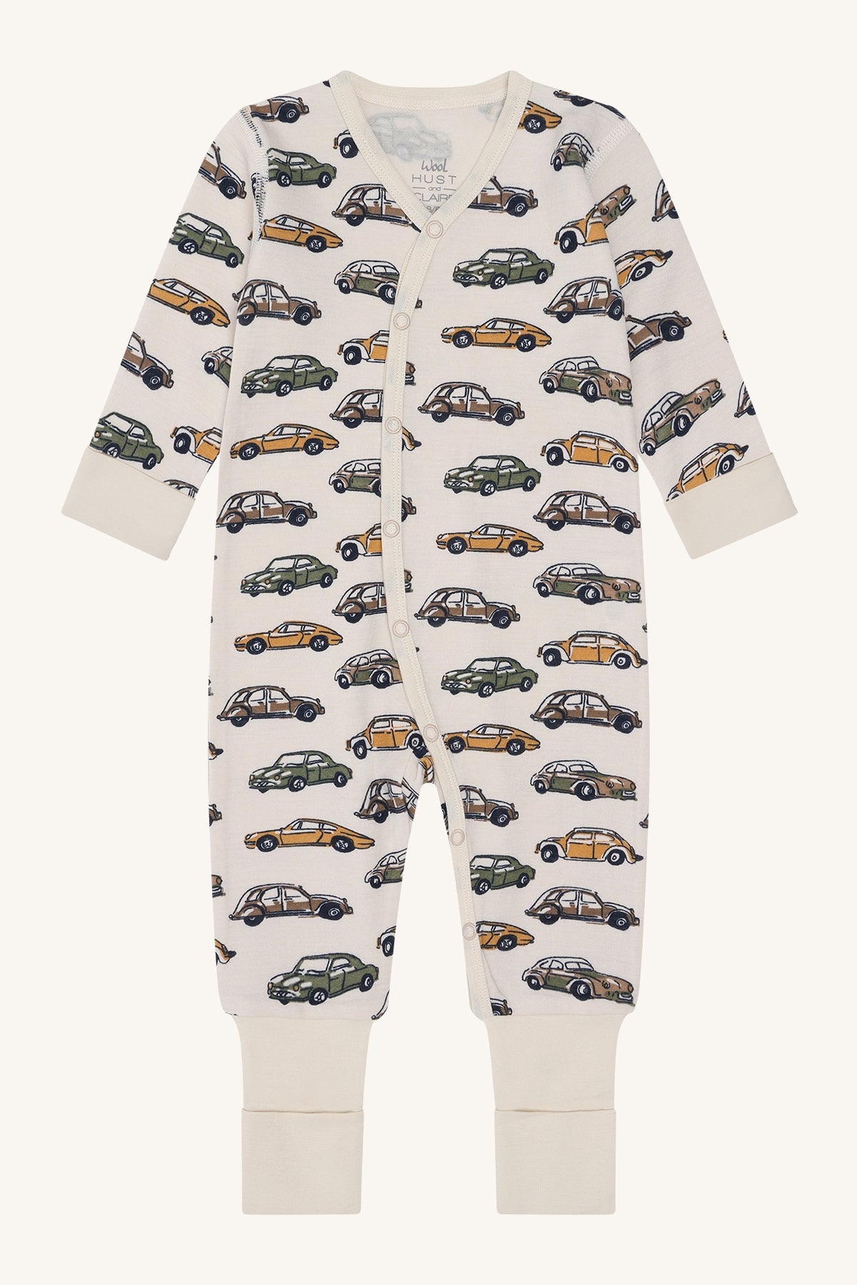 Hust and Claire - Pysjamas i merinoull Mobi Cars French Oak