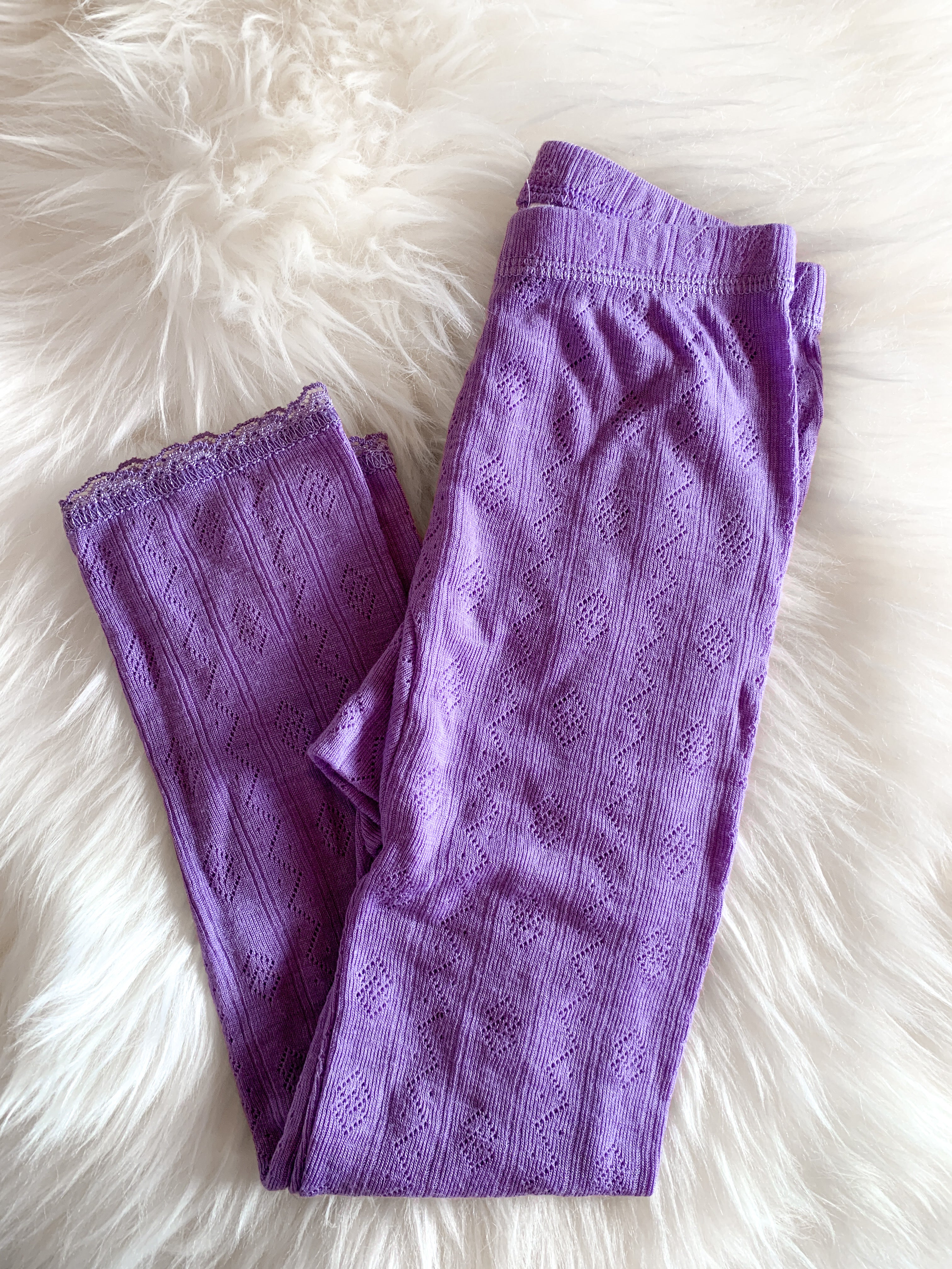 Joha - Leggings i ull/silke med blonder Lilla