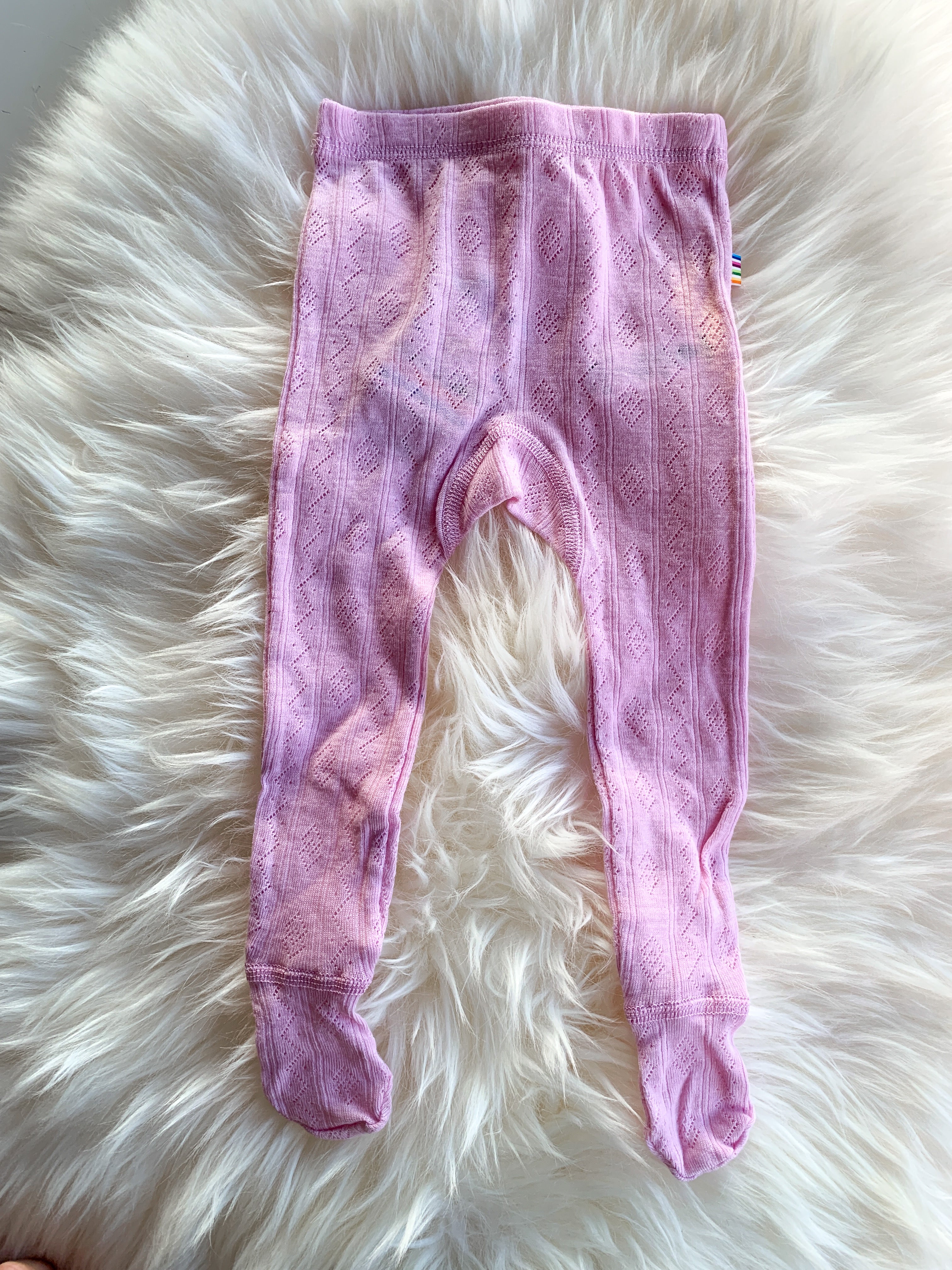 Joha - Leggings med fot i ull/silke m. blonder Rosa