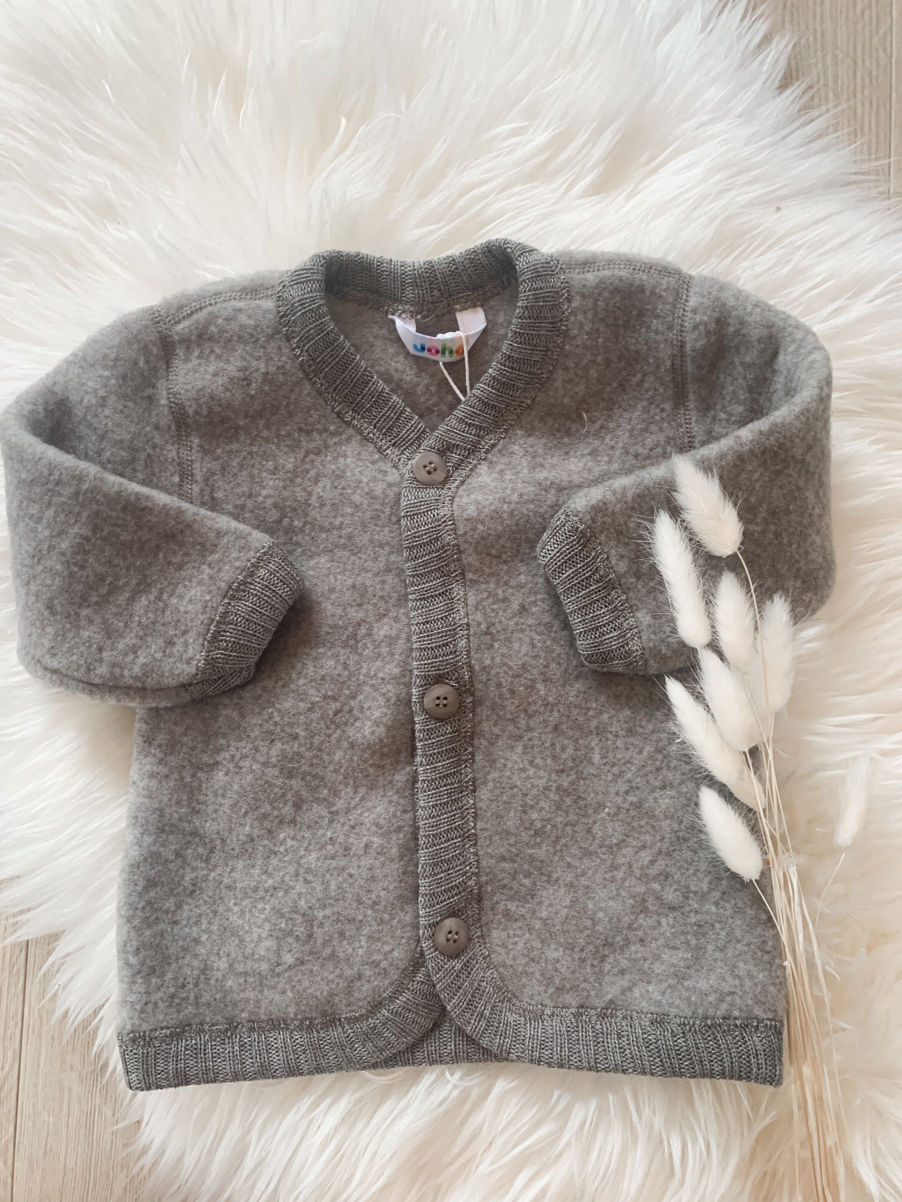 Joha - Cardigan i tykk ull "Softwool" Sesame Mela