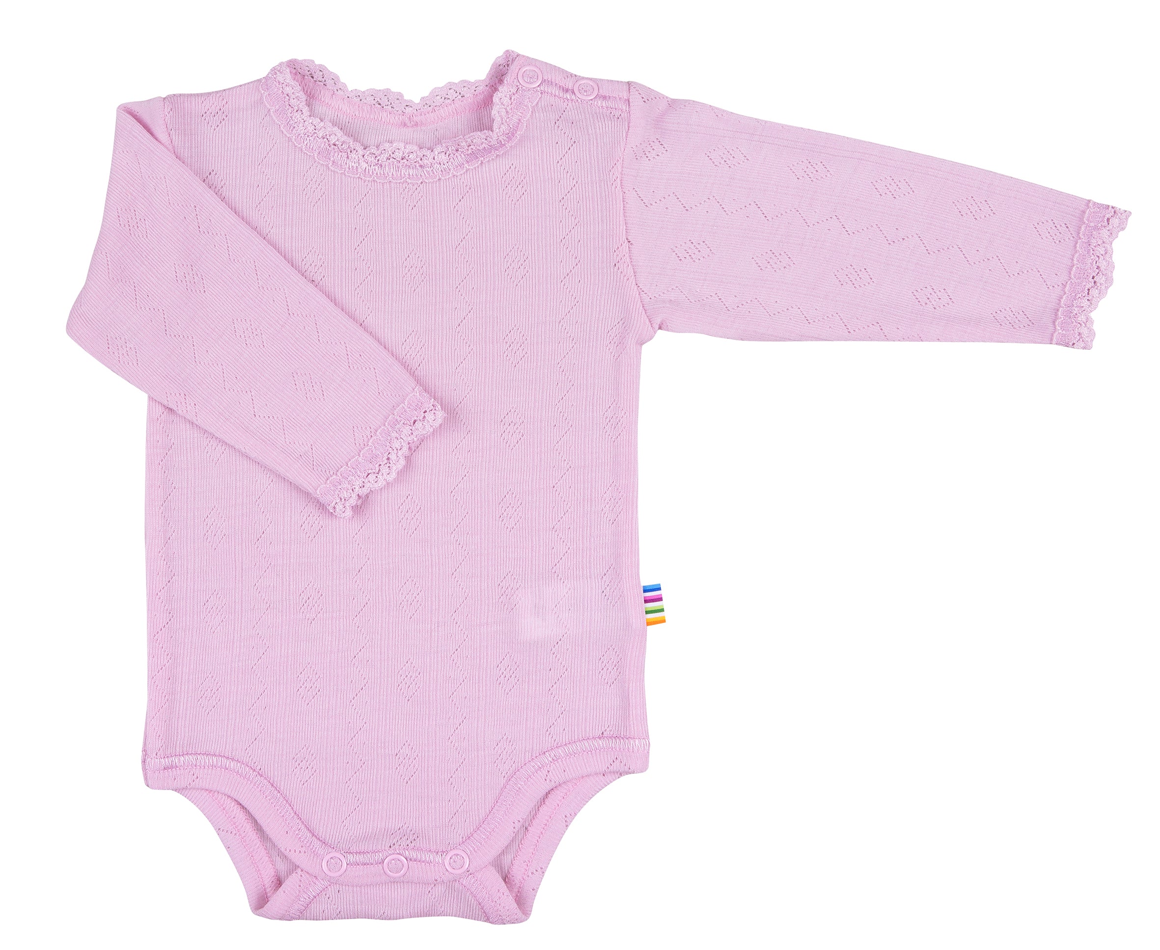Joha - Body i ull/silke med blonder Rosa