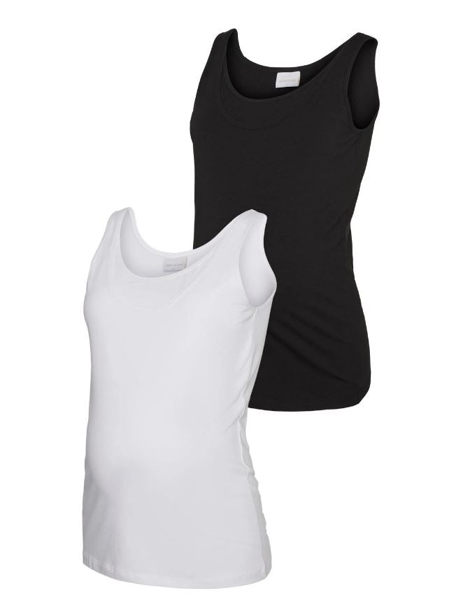 Mamalicious - Gravidsinglet 2pk m. ammefunksjon Black Optica