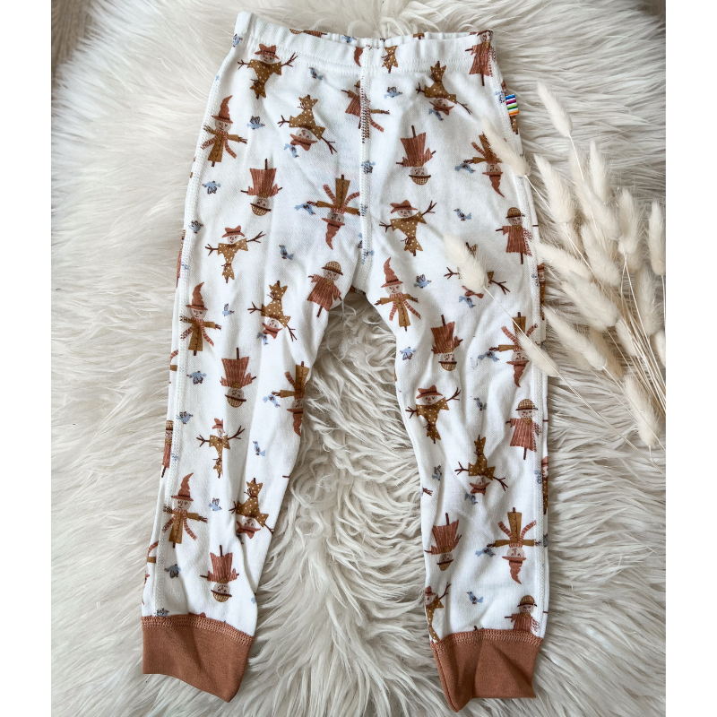 Joha - Leggings i ull/bambus "Farm" Peach AOP