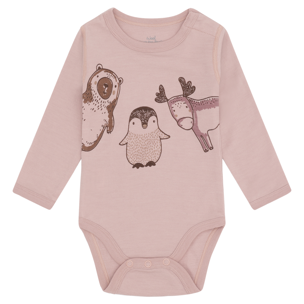 Hust and Claire - Ullbody m. bambus innerst "Baloo Animals" Adobe Rose