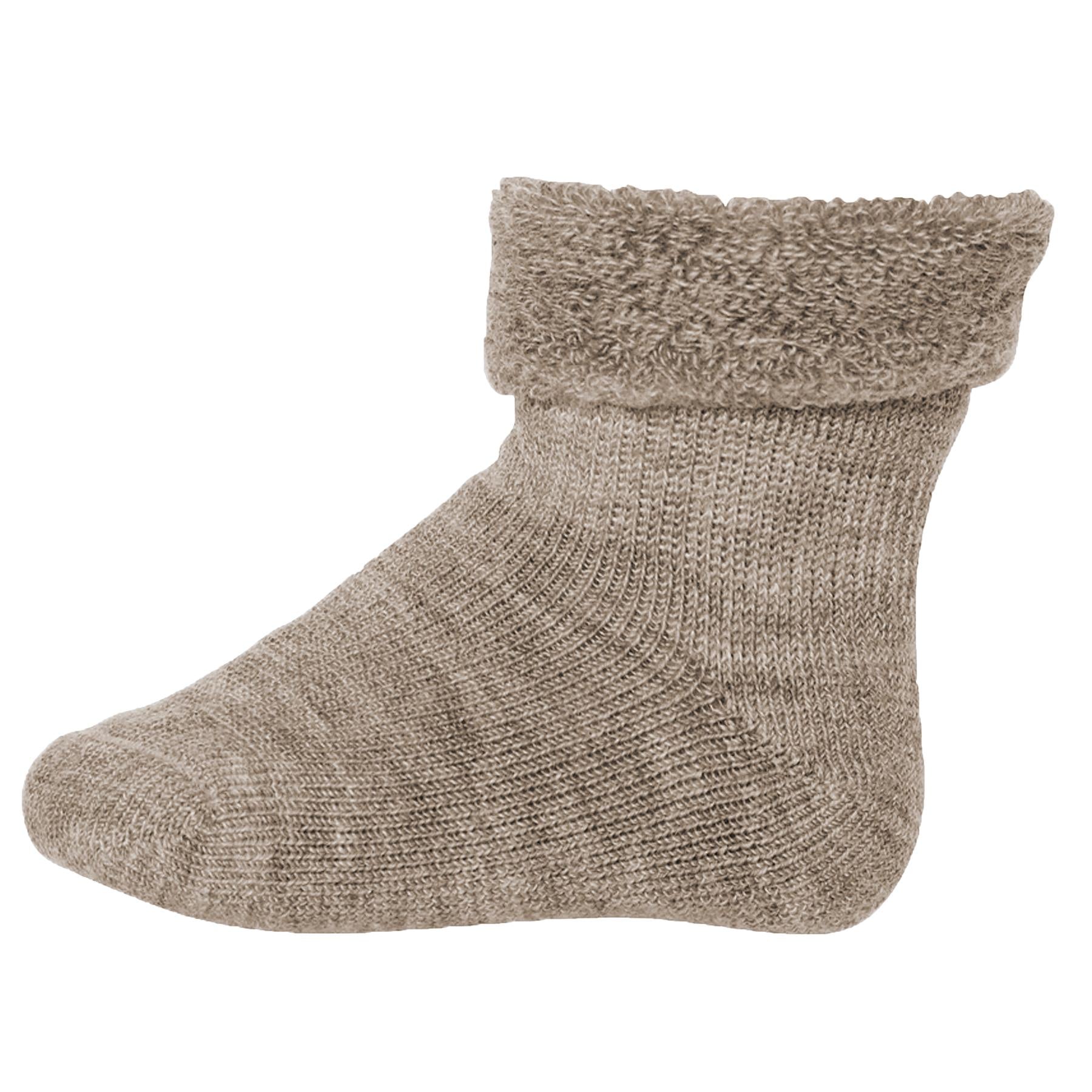 MP- Babysokker i ullfrottè Light Brown Melange