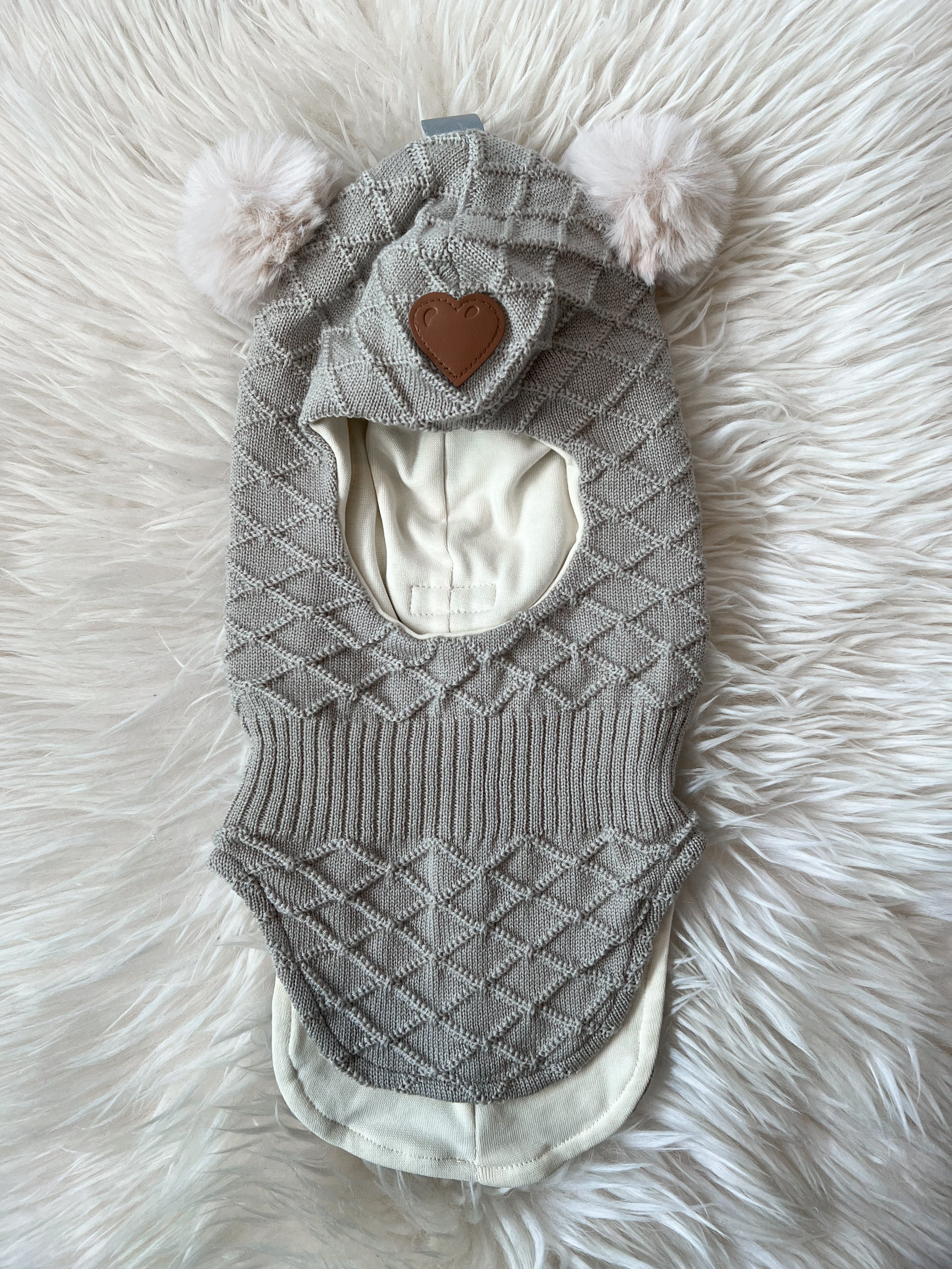 Need it - Balaclava i ull/bomull "Hjerte" Sand