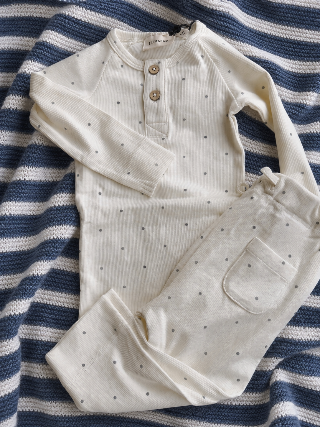 Lil`Atelier - Loose Pant "GAGO KEM" Coconut Milk Sleet Dot