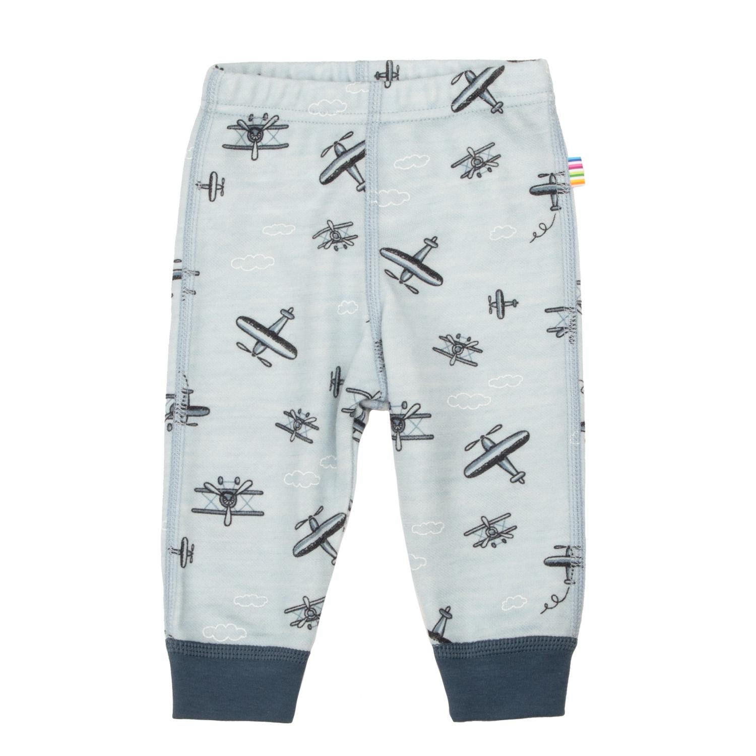 Joha - Ullleggings m. bambus innerst "Propeller" AOP Blue