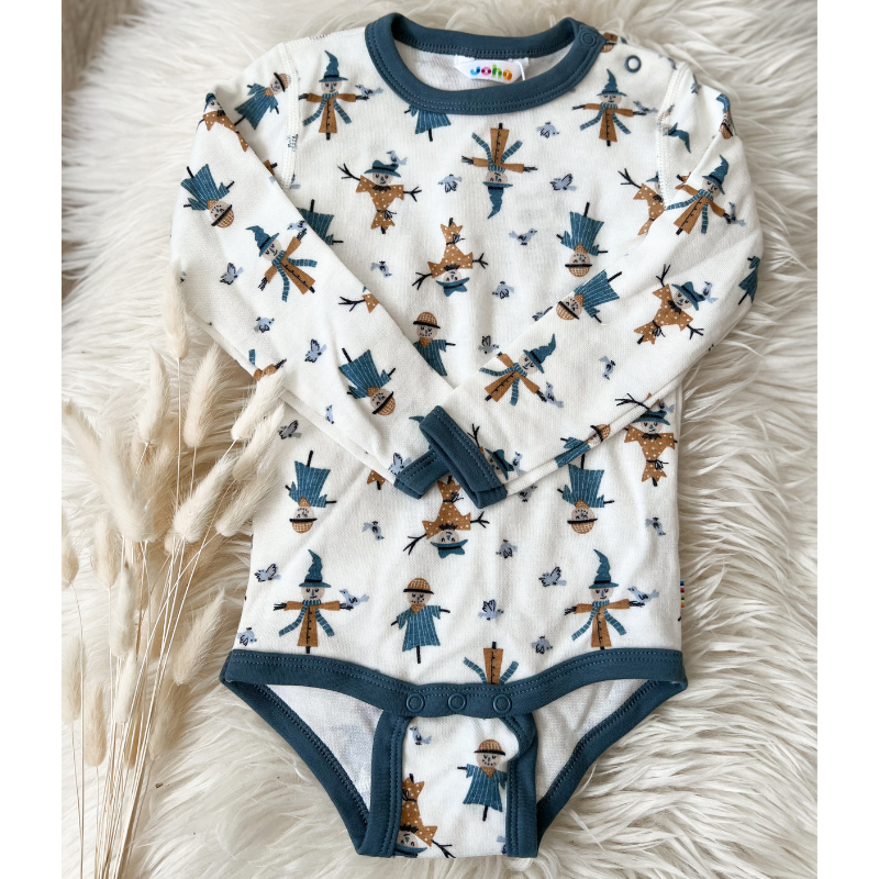 Joha - Body i ull/bambus "Farm" Blue AOP