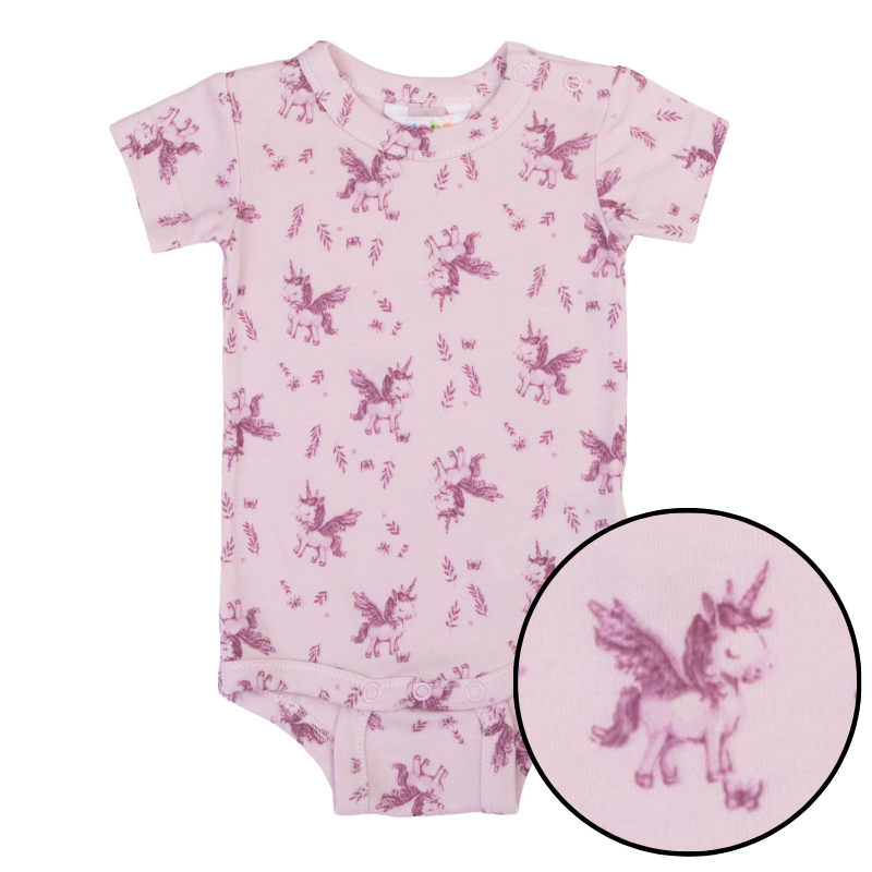 Joha - Body kortermet i bambus "Unicorn" Pink