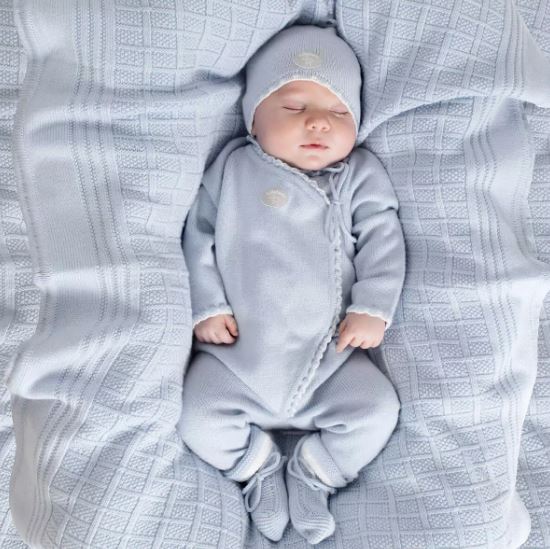 Lillelam - Hentesett i merinoull Babyblå
