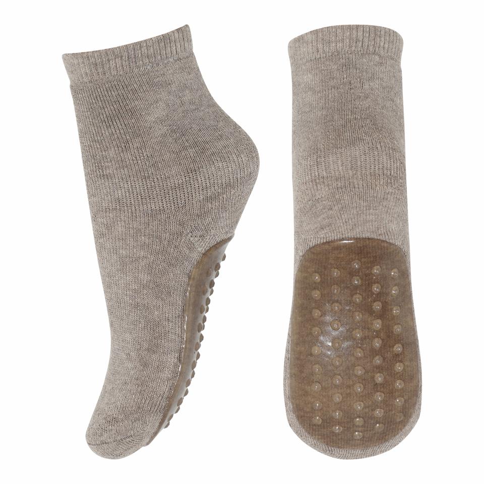 MP - Antisklisokker i ull/bomull Light Brown Melange