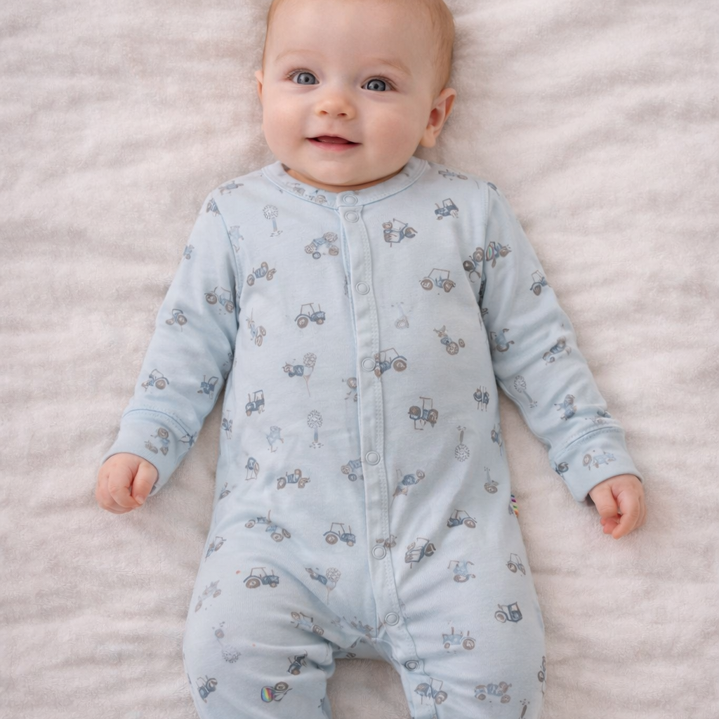 Joha - Pysjamas i bambus "Tractor" Blue