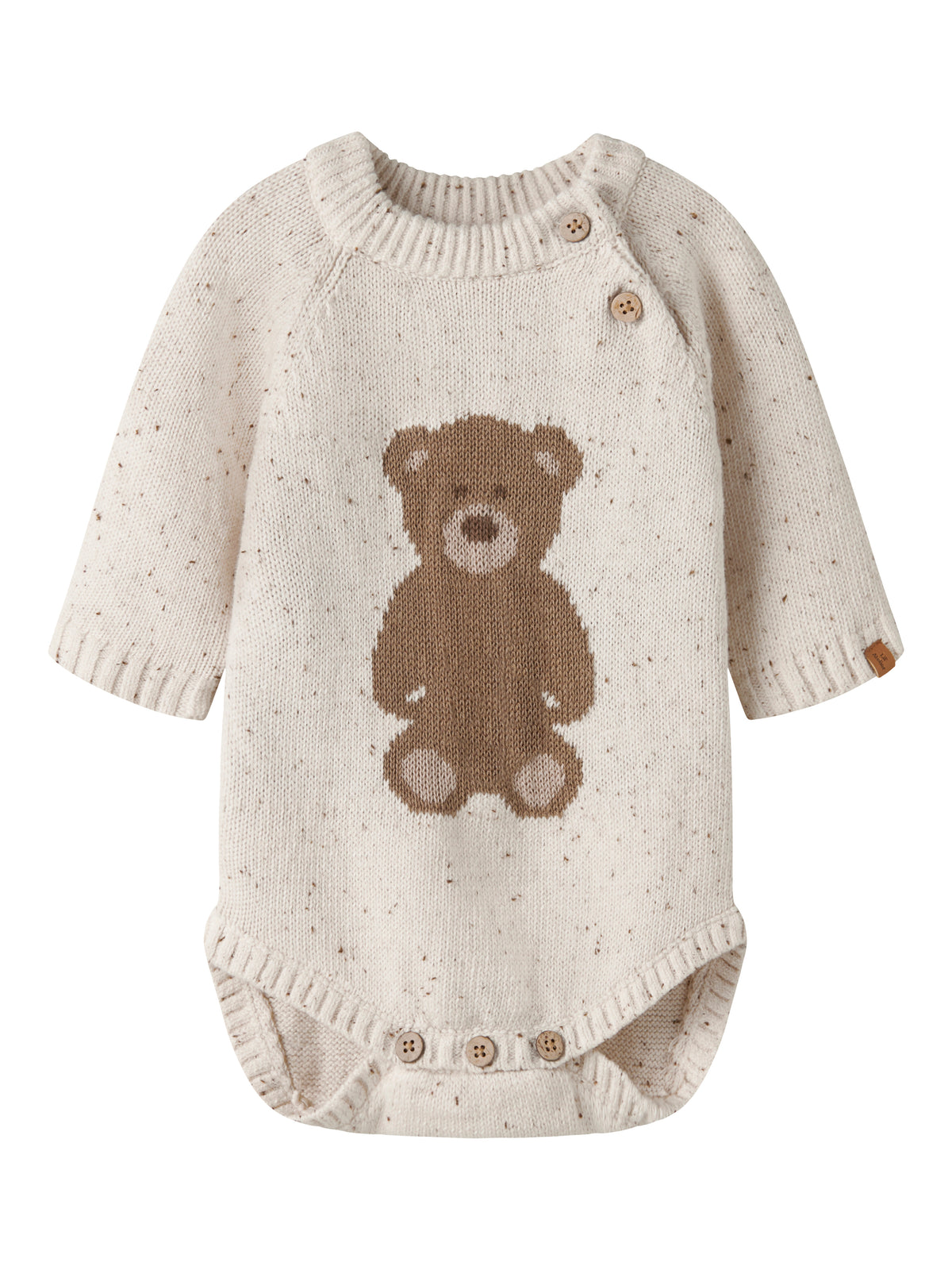 Lil`Atelier strikket body GALTO Turtledove med bamse, sett forfra