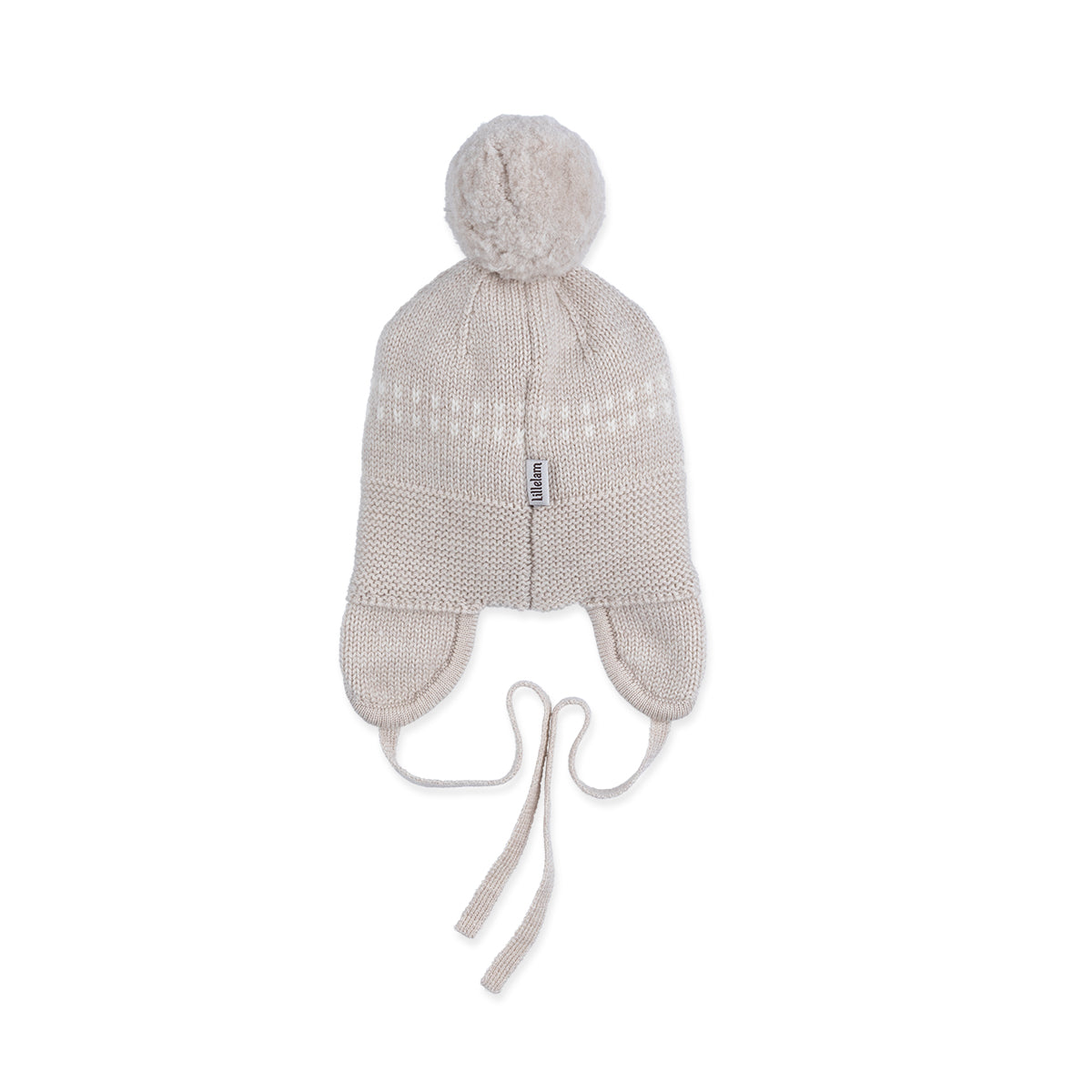 Lillelam Lue i merinoull «Classic» Lys beige bakside