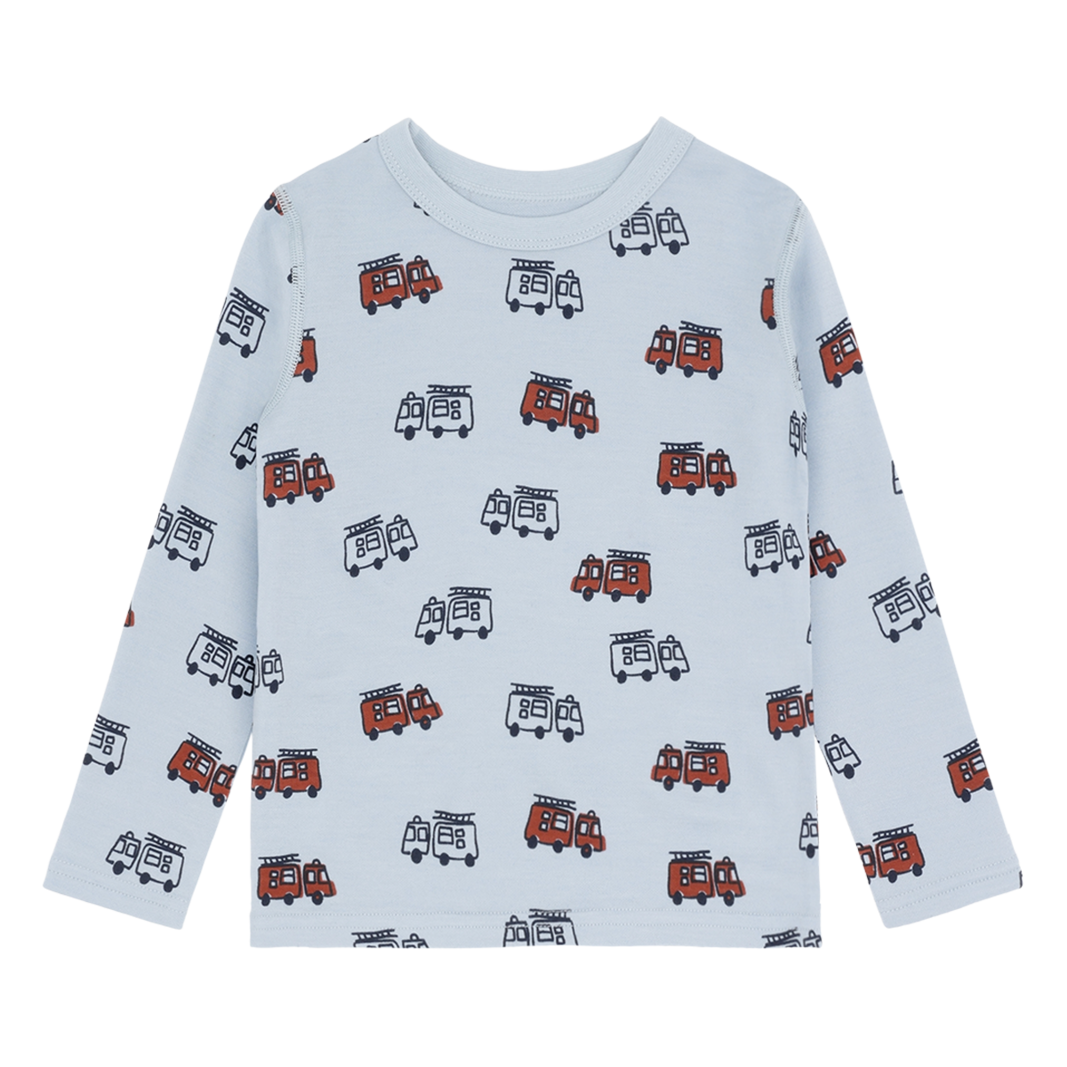Hust and Claire - Ulltrøye m. bambus innerst "Abba Firetruck" Baby Blue