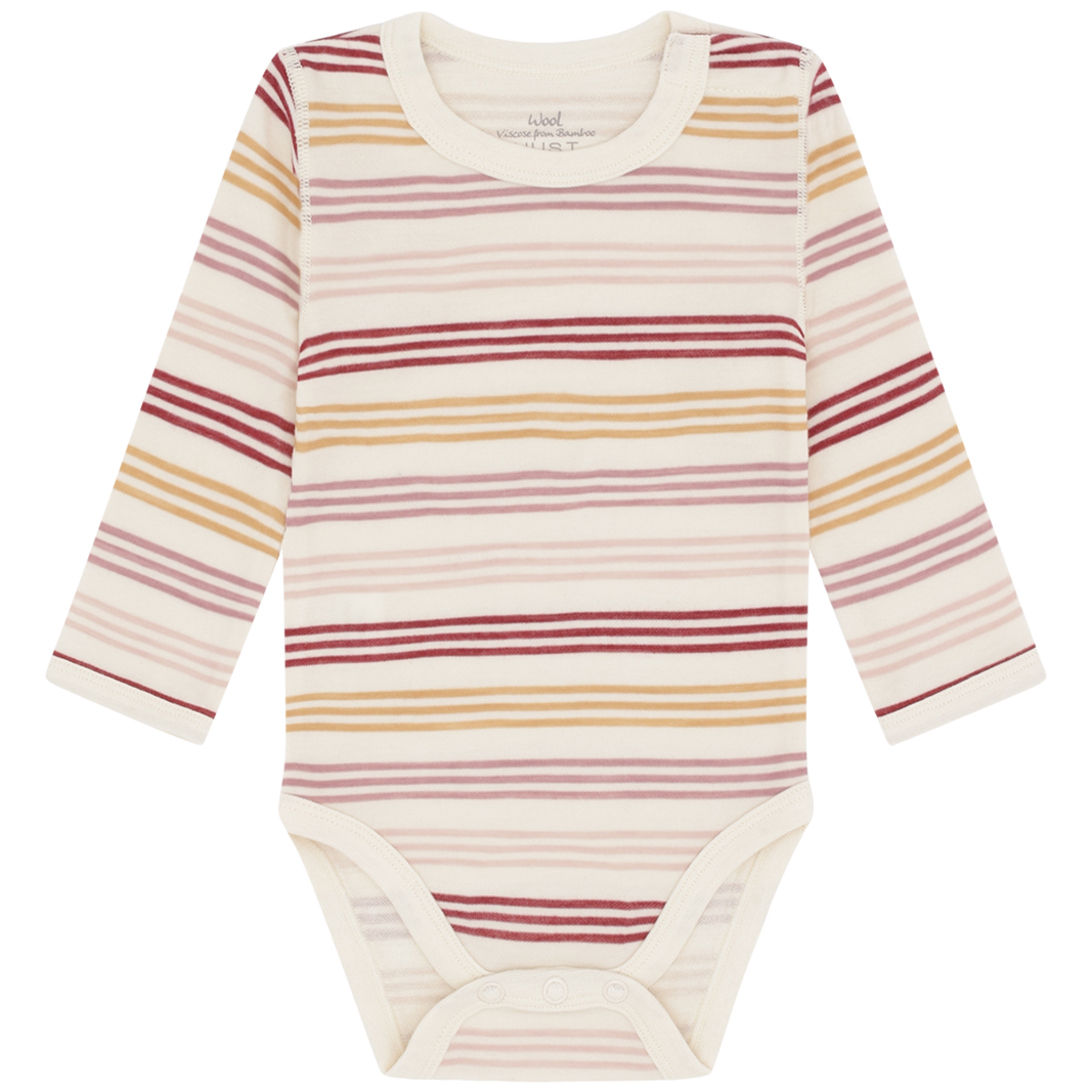 Hust and Claire - Ullbody m. bambus innerst "Baloo 3 Stripes" Off White