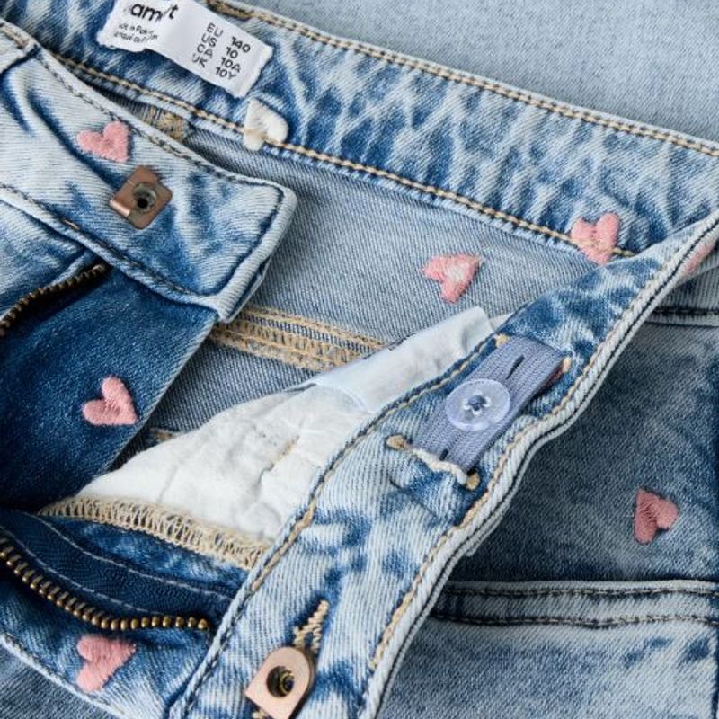 Name it - Bukse Jeans Rose Wide Kids Heart Ligth Blue Bleached Denim