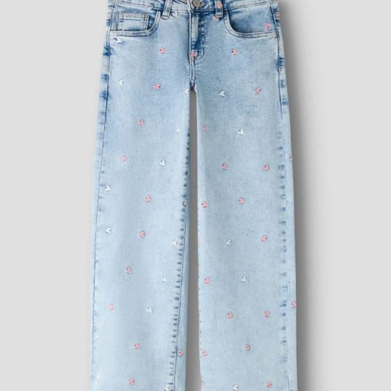 Name it - Bukse Jeans Rose Wide Kids Heart Ligth Blue Bleached Denim