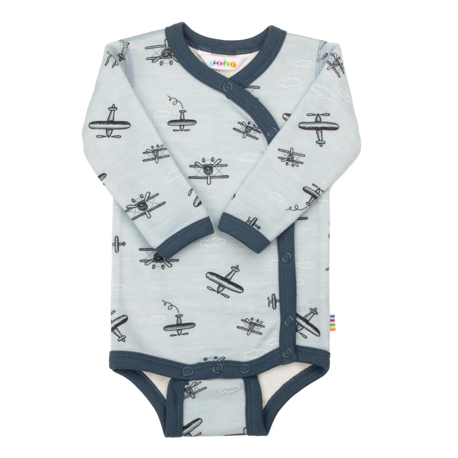 Joha - Ullbody m. bambus innerst fold-over "Propeller" Blue