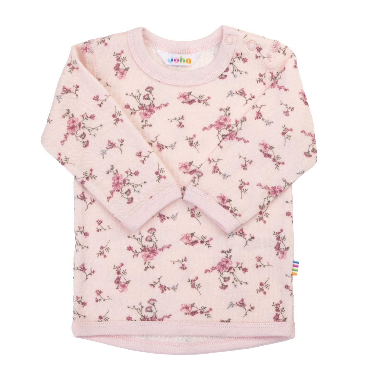 Joha - Trøye i ull/bambus «Flora & Cars» Lys rosa