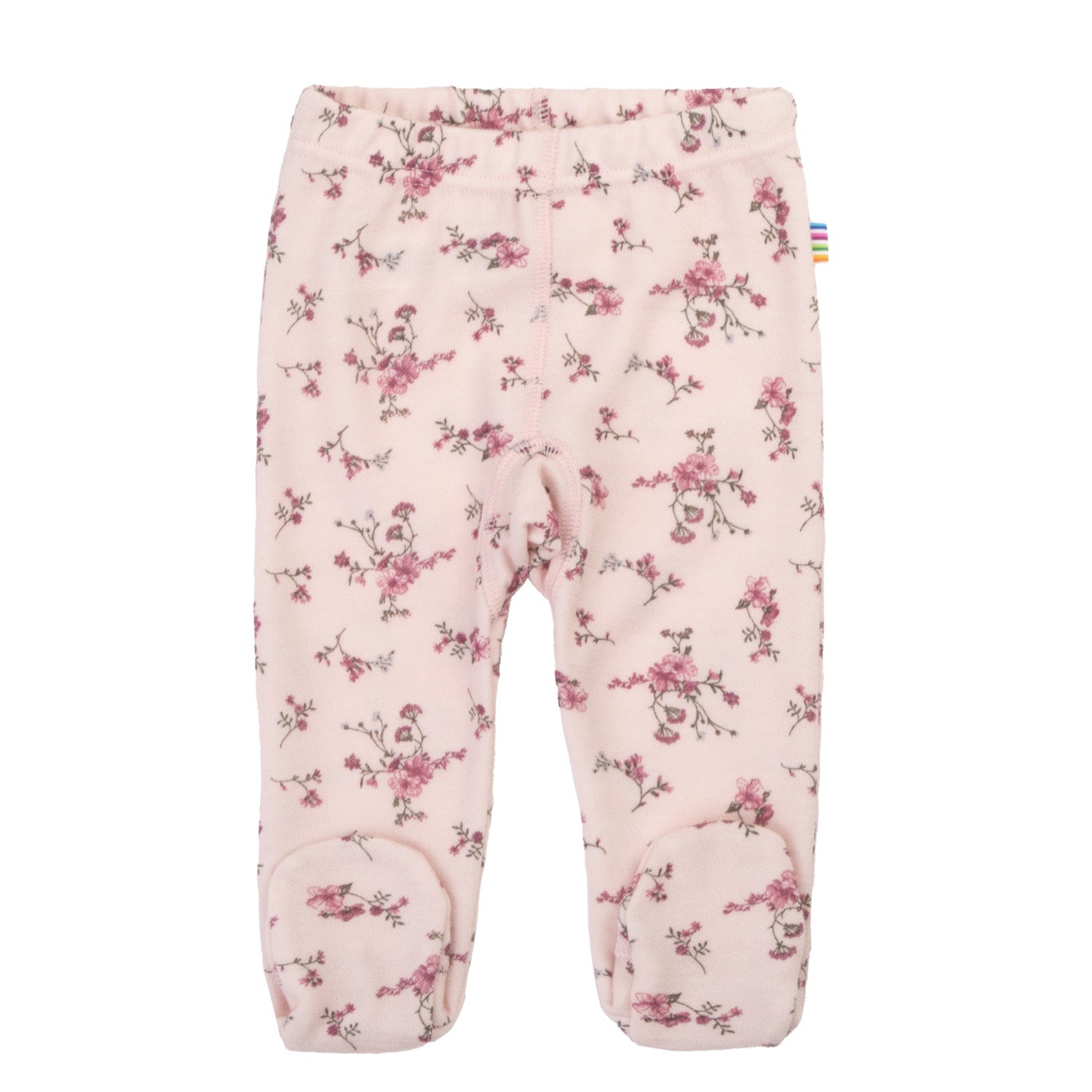 Joha - Leggings med fot i ull/bambus «Flora & Cars» Lys rosa