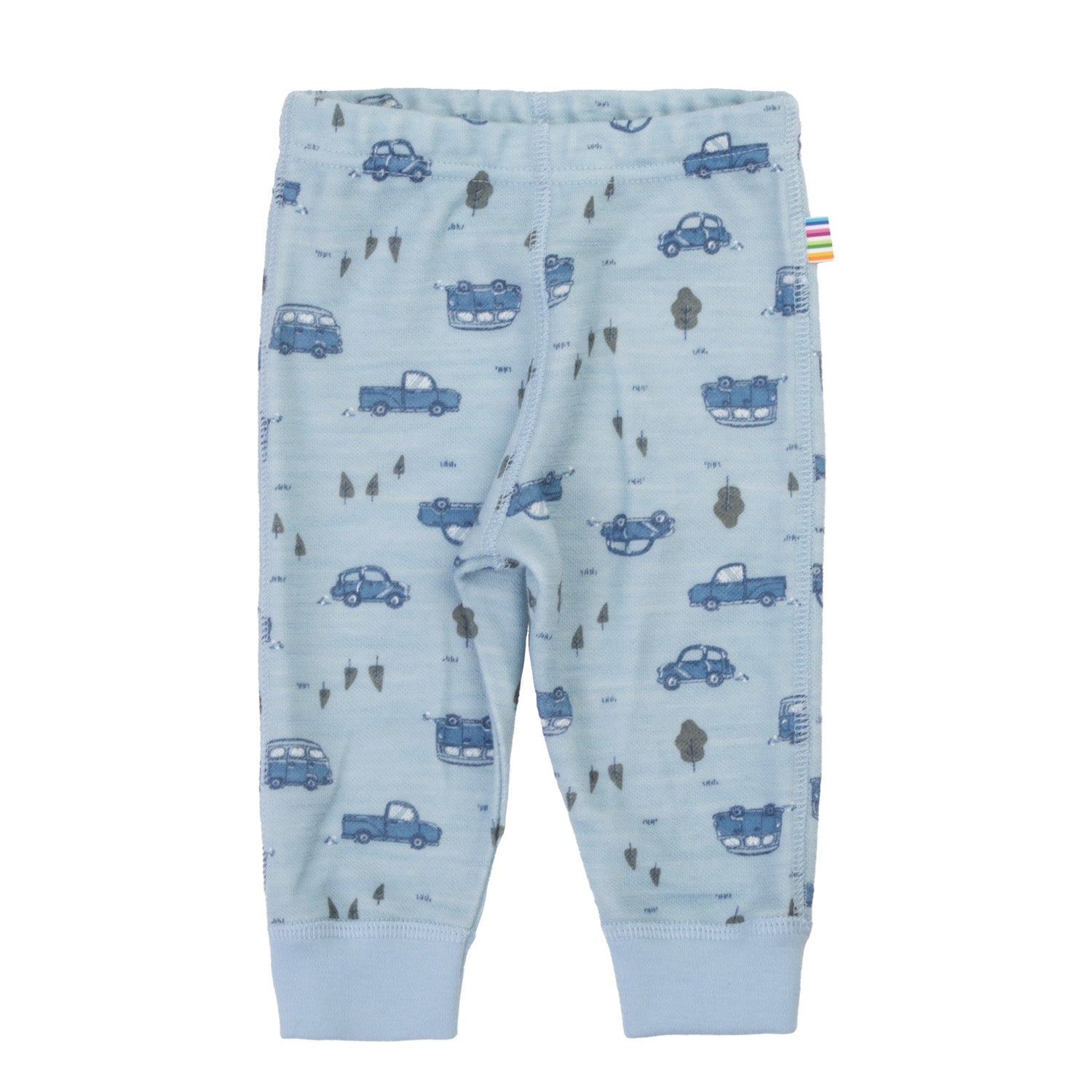 Joha - Leggings i ull/bambus «Flora & Cars» Blå
