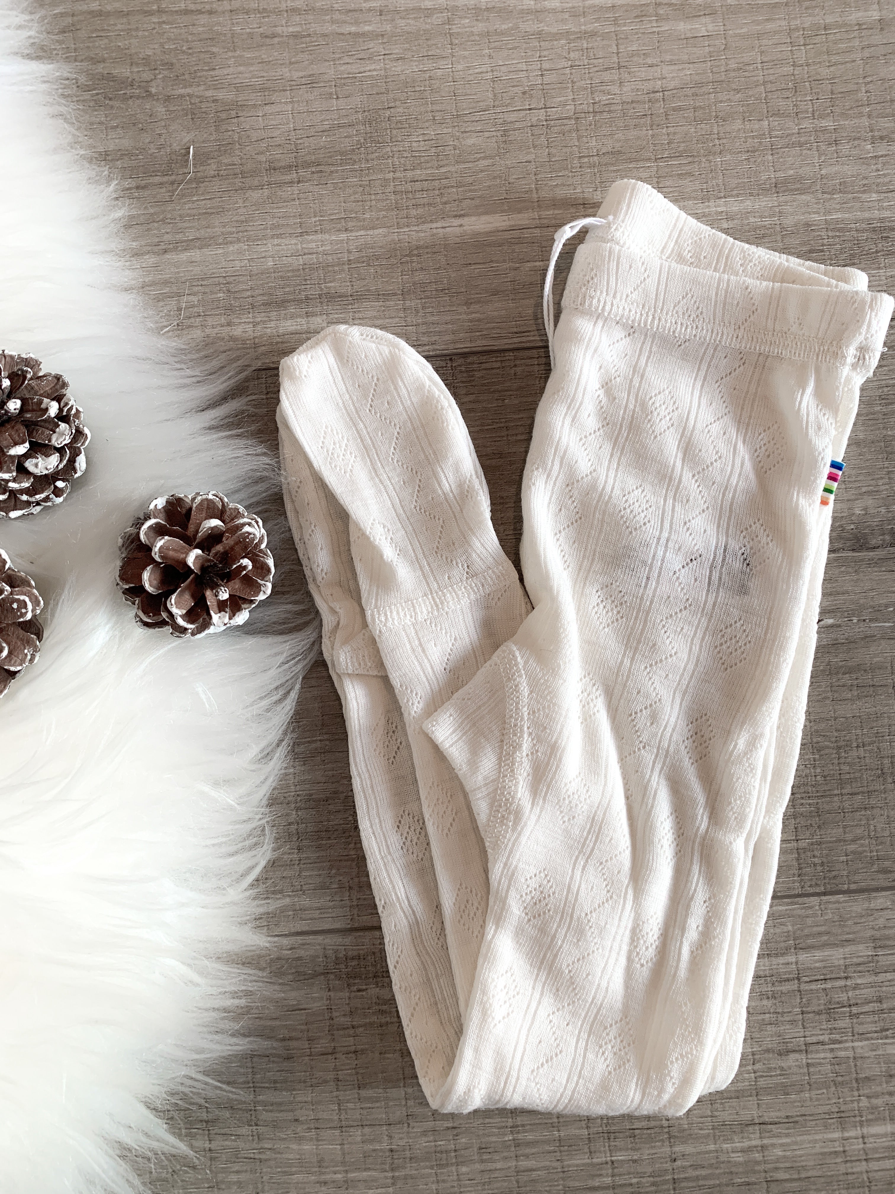 Joha - Leggings med fot i ull/silke m. blonder Of