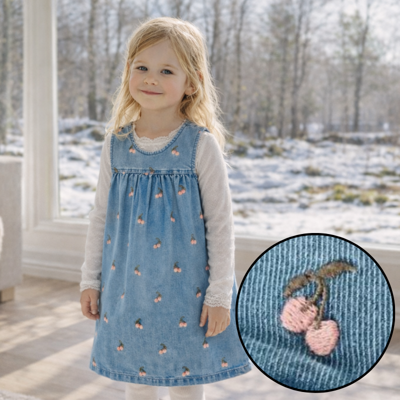 Lil`Aterlier - Kjole i denim "CHERRY"  Medium Blue Denim