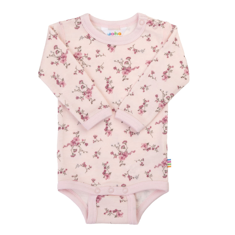 Joha - Body i ull/bambus «Flora & Cars» Lys rosa