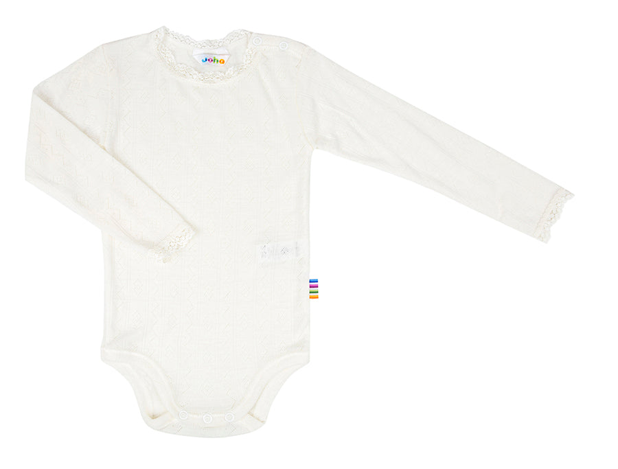 Joha - Body i ull/silke med blonder Off-white