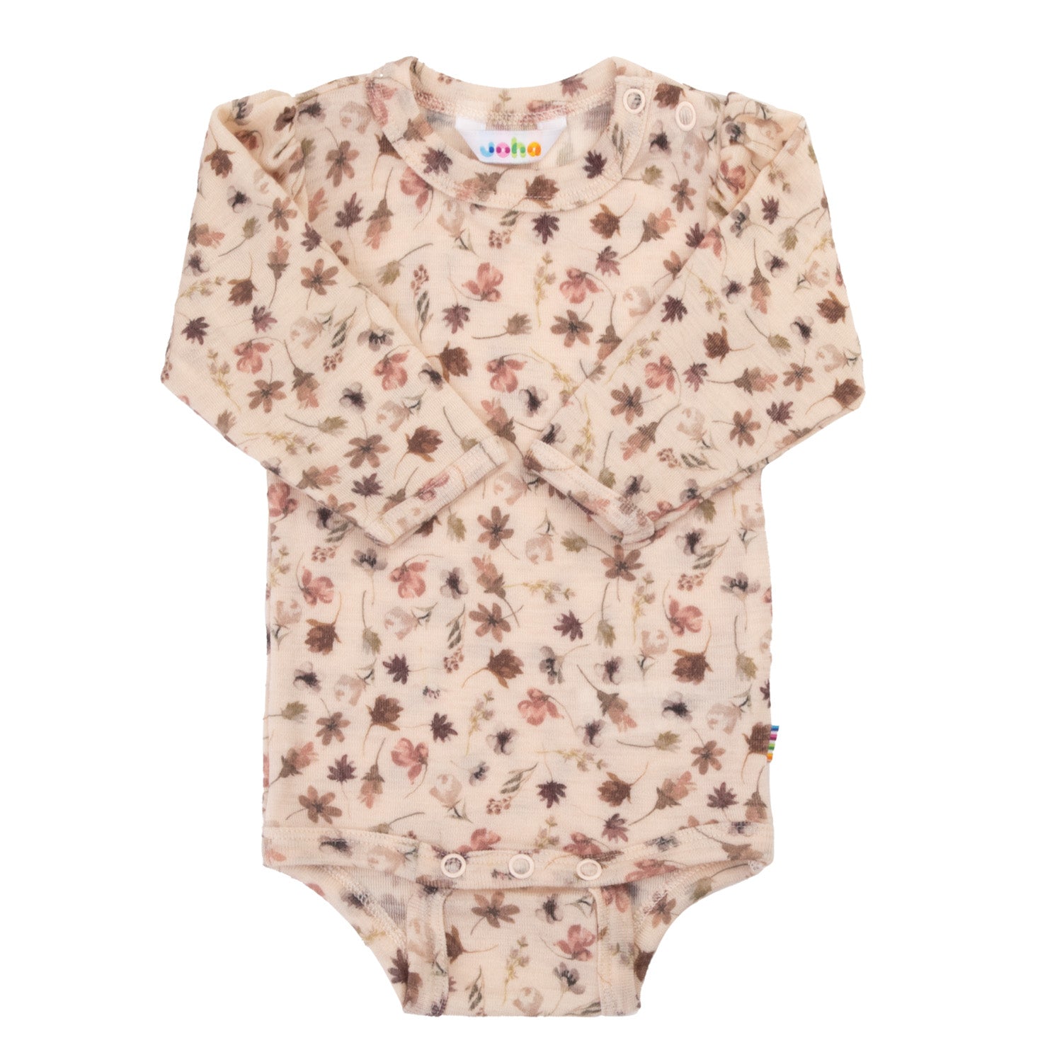 Joha - Body i 100% merinoull «Flowers» Lys rosa