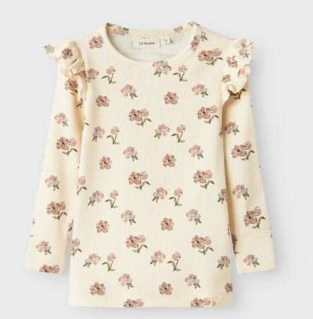 Lil `Atelier - Trøye m. rysjer "GAVO" Turtledove Peony