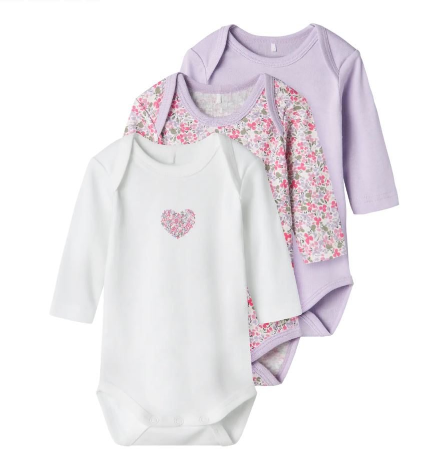 Name it - Body 3pk "PETIT FLOWER" Pastel Lilac