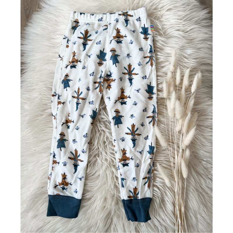 Joha - Leggings i ull/bambus "Farm" Blue AOP
