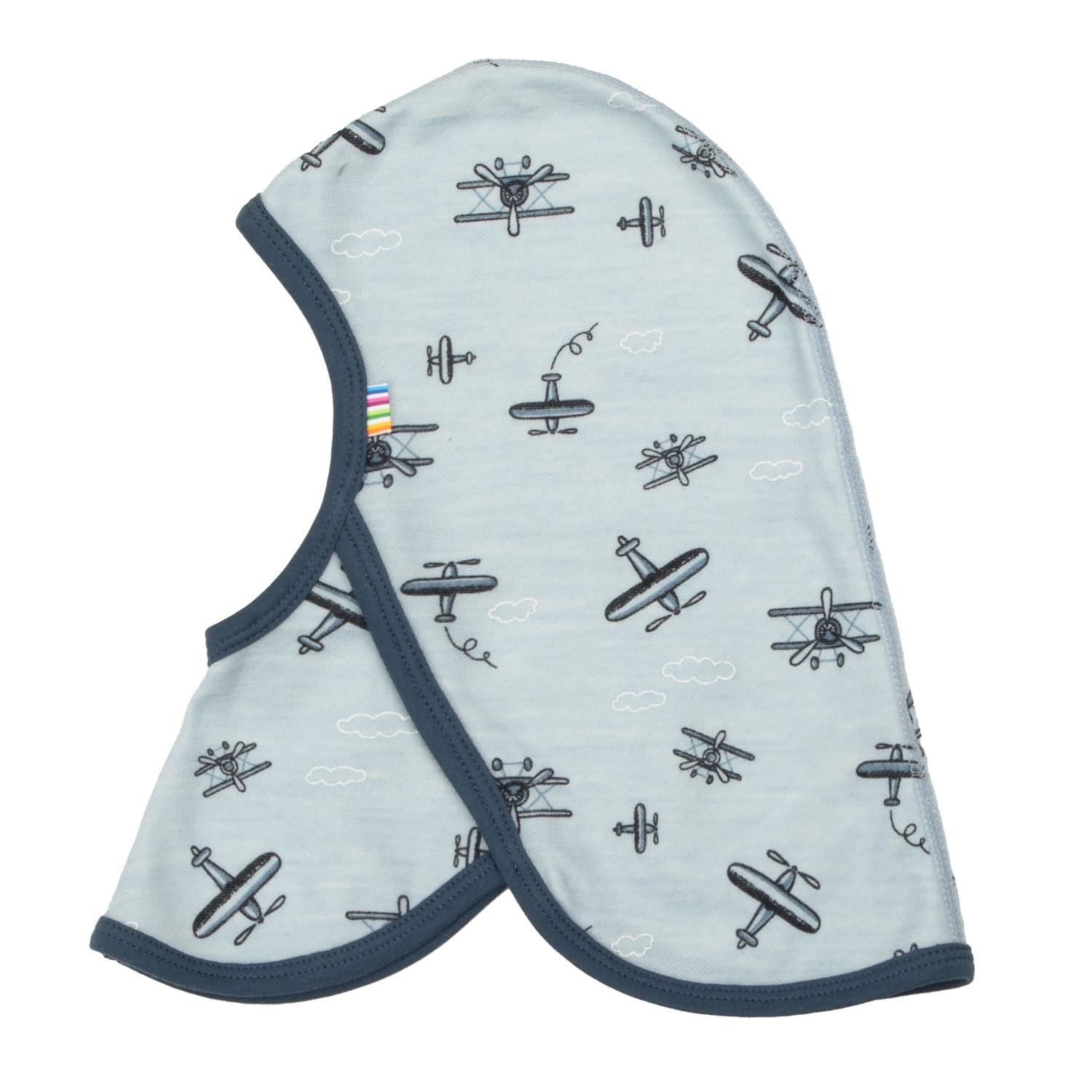Joha - Balaclava i ull/bambus "Propeller" AOP Blue