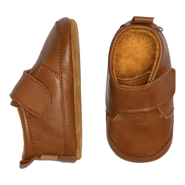 Melton - Tøfler i skinn "Velcro" Cognac