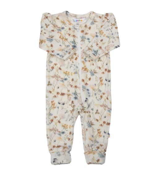 Pysjamas/heldrakt i ull "Flora" Off-White