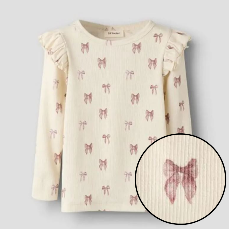 Lil `Atelier - Trøye m. rysjer "GAVO" Turtledove Bow