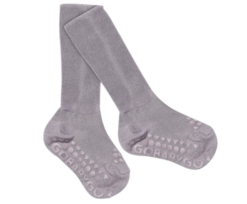 Go Baby Go - Antiskli krabbesokker i bambus Lavender grey