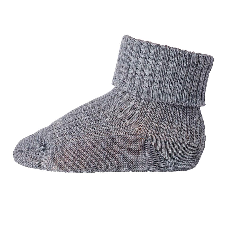 MP - Babysokker i ull "Ribb" Grey melange