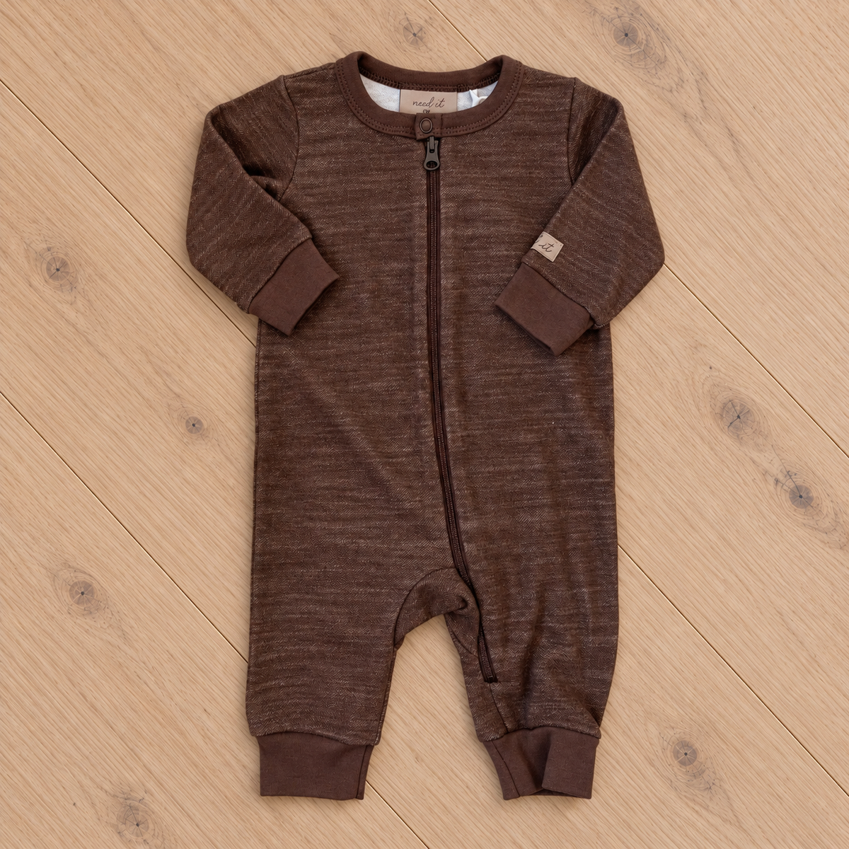 Need it pysjamas/heldrakt i ull/bambus Digg, Brun