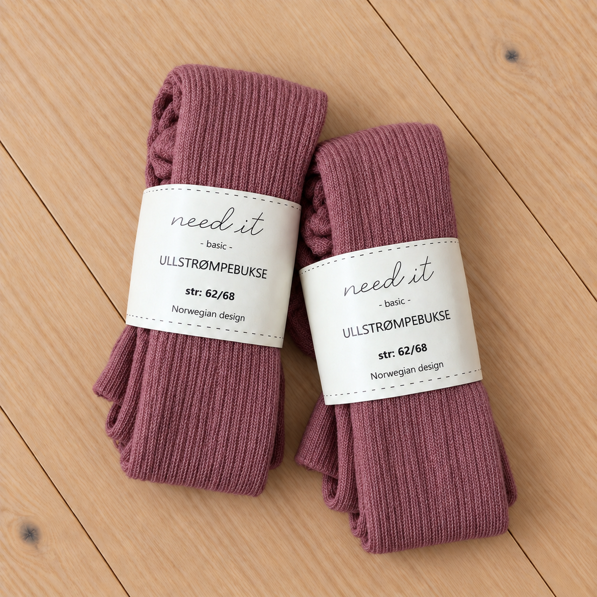 Need it 2pk strømpebukse i ull (merinoull) Fin rosa