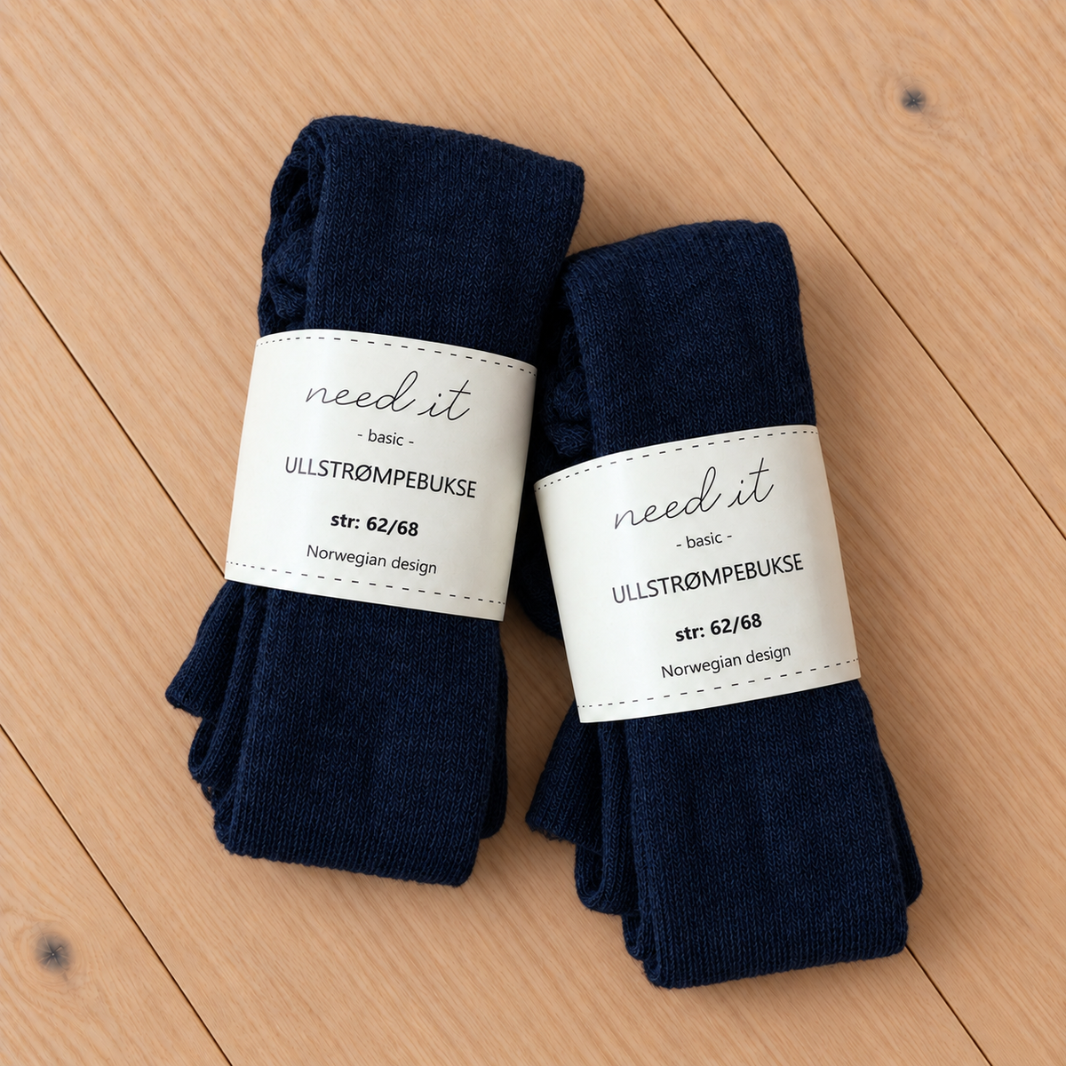 Need it 2pk strømpebukse i ull (merinoull) Klassisk Navy