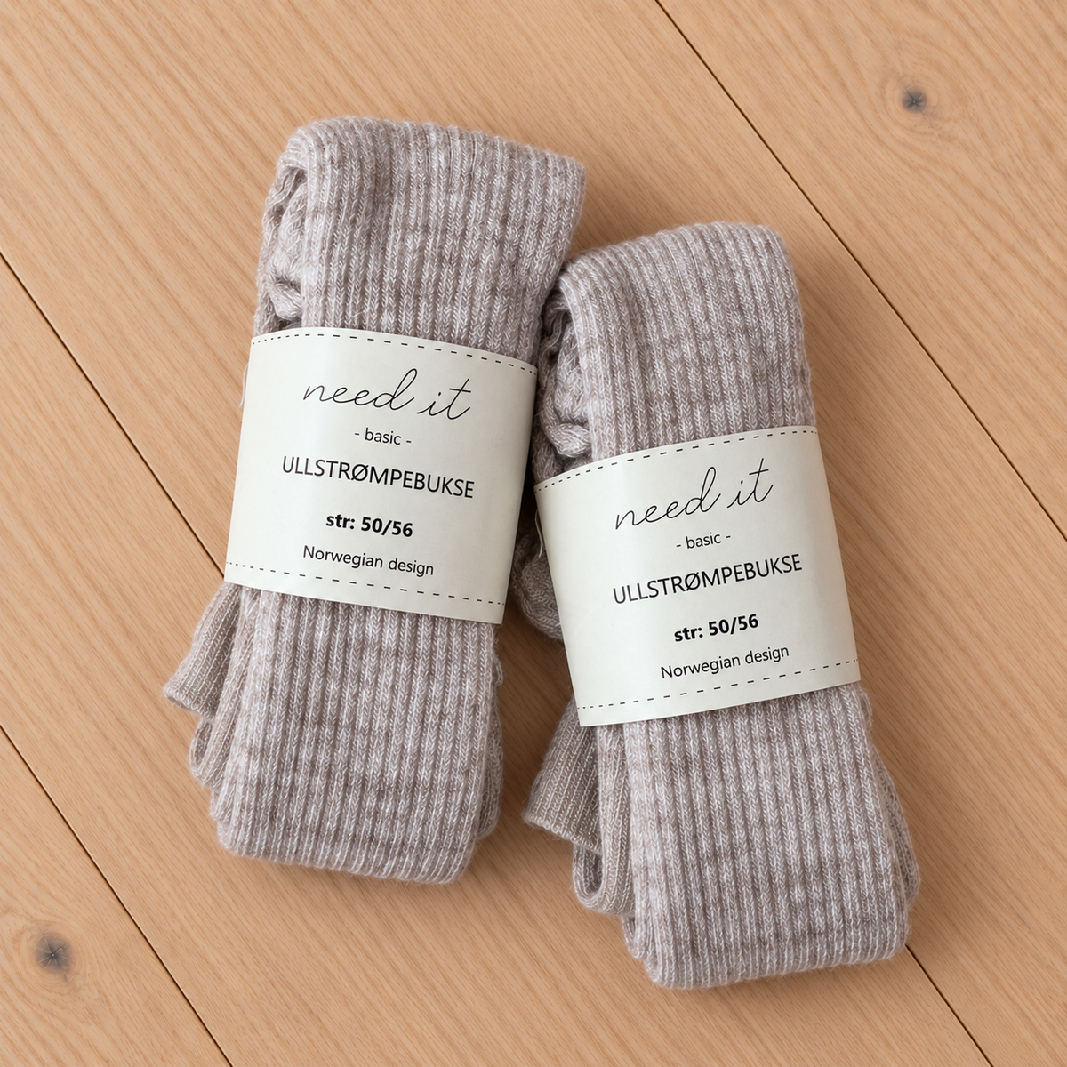 Need it 2pk strømpebukse i ull (merinoull) Sand