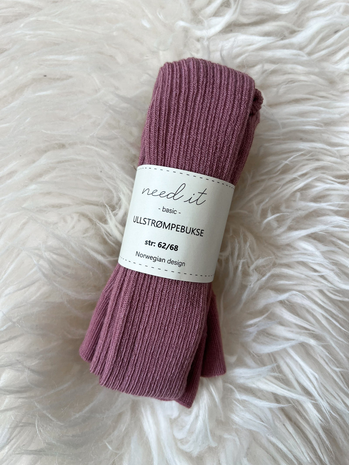 Need it strømpebukse i ull (merinoull) Fin rosa