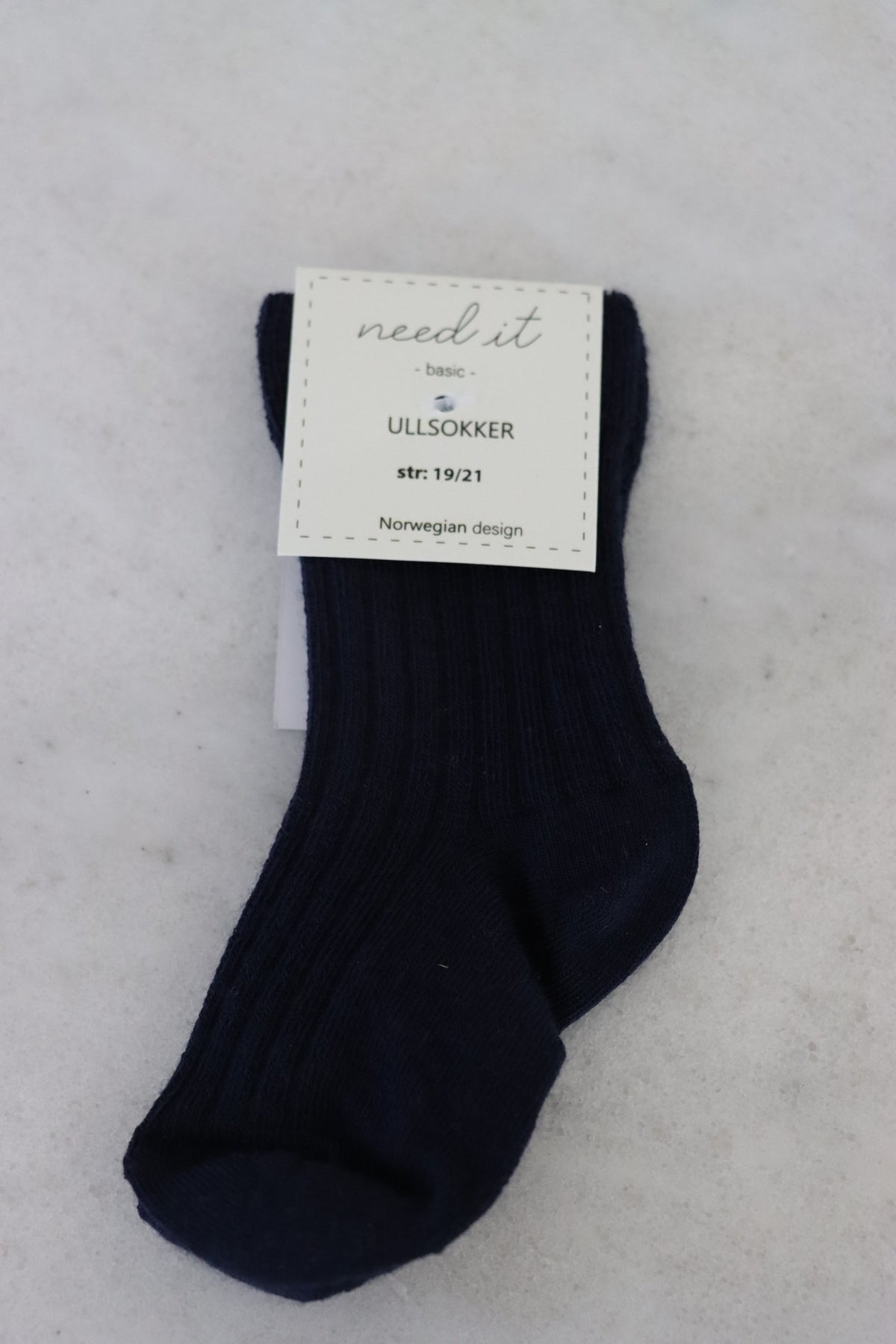 Need it ullsokker til baby i merinoull Klassisk Navy
