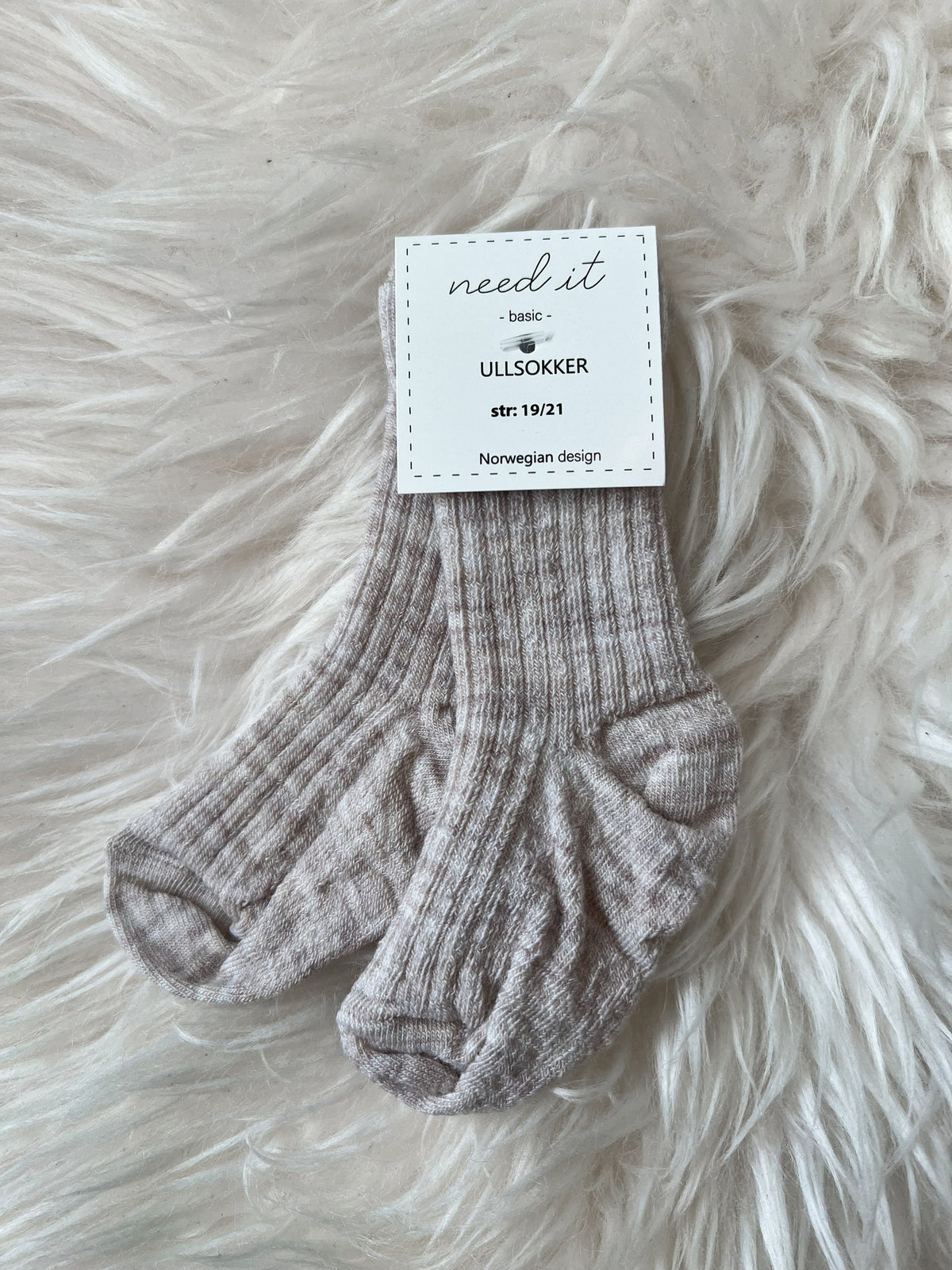 Need it ullsokker til baby i merinoull Sand
